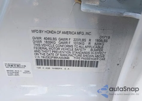 2019 Acura Ilx Premium A-Spec Packages/Technology A-Spec Packages из США, поврежденный, VIN 19UDE2F86KA002846